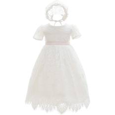 9-12M Christening Wear Children's Clothing Silver Mermaid Baby Girl's Baptism Christening Dress - Ivory White