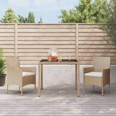 VidaXL Set da pranzo per patio vidaXL da Giardino 3 pz Cuscini Beige in Polyrattan Set da pranzo per patio