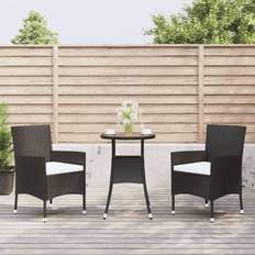 Café Loungesets voor Buiten vidaXL 3-delige Bistroset met Kussens Poly Rattan Zwart