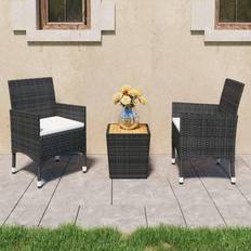 vidaXL black Garden Tempered Bistro Set, 1 Table incl. 2 Chairs