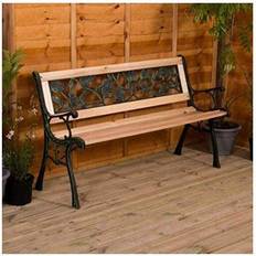 Rosa Trädgårdsbänkar Garden Mile Redwood Wooden Bench With Rose Effect Back Trädgårdsbänk
