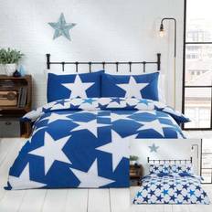 Rapport Stars Vändbart Sängset Polycotton Marinblå 2 Delar Påslakan Blå