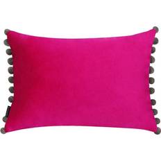 Paoletti Soft Velvet Pom Pom Trimmed Cushion Cover Grey