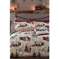 Cotton Bed Linen Furn Jolly Santa Christmas Duvet Cover Multicolour