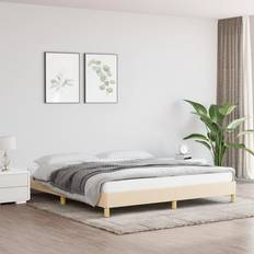 Beige Lits et Matelas vidaXL Cadre de lit Crème 180 x 200 cm Tissu Cream