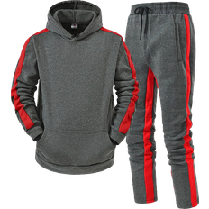 3XL - Slim Jumpsuits & Overalls Men's Tracksuit 2 Piece Hoodie - Grey