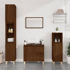 Beige Tall Bathroom Cabinets vidaXL Bathroom Cabinet Engineered Wood Brown