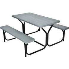 Gray Picnic Tables Costway All-Weather 54-Inch Picnic