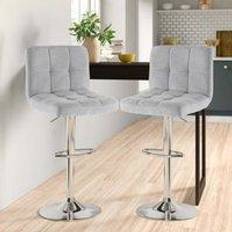 Fabric Bar Stools Neo Cuban Chrome&Grey Bar Stool 112cm 2pcs