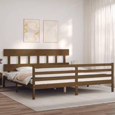 vidaXL Bed Frame with Headboard Honey