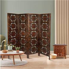 Brown Room Dividers DARK BROWN 4 Swirl Screen Room Divider