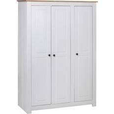 VidaXL Clothing Storage vidaXL 3-Door White Pine Panama Clothes Wardrobe