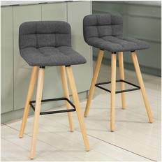 Gris Tabourets de bar SoBuy FST50-DGx2 Lot 2 Tabourets De Cuisine Avec L44x P44 cm Tabouret de bar