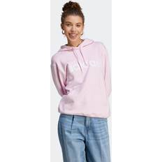 Adidas White Jumpers Adidas Damen Essentials Linear Kapuzensweatshirt, Transparentes Pink/Weiß