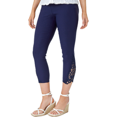 Roman Lace Insert Crop Stretch Trousers - Navy