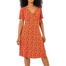 Roman Petite Floral Print Stretch Jersey Dress - Red