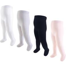 Hudson Baby's Cotton Rich Tights 4-pack - Light Pink/Black