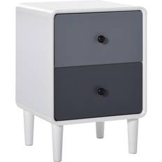 Retractable Drawers Bedside Tables Homcom Simple Grey Bedside Table 38x39.8cm