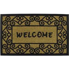 Brown Entrance Mats JVL 45x75cm Woven Coir Tuffscrape Welcome Brown cm