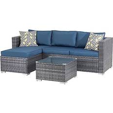 Synthetic Rattan Patio Furniture Jamfly Sectional Sofa Outdoor Lounge Set