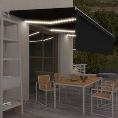 vidaXL markise rullegardin+LED+vindsensor 6x3 m auto antracitgrå