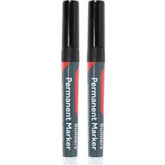 Timco Builders Permanent Markers Twin Pack Fine Tip Black Fine Tip