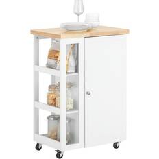 Bianco Carrelli Tavolo SoBuy Cucina Credenza Bianca Con Armadio E Portabottiglie FKW75-WN Carrello Tavolo