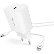 Usb c oplader 20w usb c lightning kabel Epico Epico Vægoplader PD 20W m. USB-C til Lightning Kabel Hvid