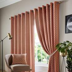 Orange Curtains & Accessories Jacquard Curtains Eyelet Ring Top