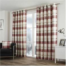 Gardiner & Tillbehör Fusion Balmoral Check 100 Procent Bomullspar Öljettgardiner i Rubin 229 cm Bredd x 183 cm