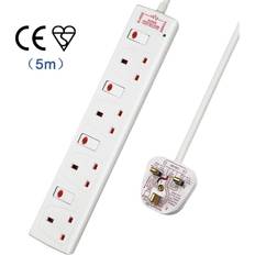 4 Gang Individually Switched Surge-Protected Extension Lead White 5m