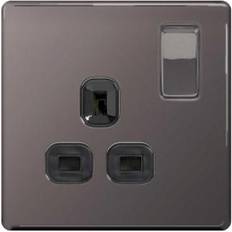 BG Black Nickel 13A 1 Gang Double Pole Switched Socket