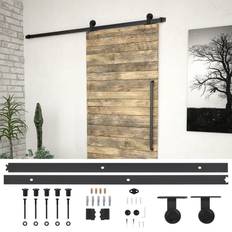 vidaXL Kit di Binari per Porte Scorrevoli Skien 200 cm Acciaio Nero Porta Scorrevole (x)