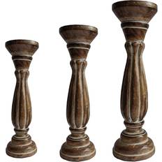 Benjara Holder Traditional Pillar Shaped Set Candlestick