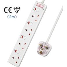 Surge Protector ExtraStar 4 Gang Individually Switched Surge-Protected Extension Lead White 2m