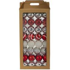 Red Christmas Decorations Nearly Natural Faux Shatterproof 64-Piece Ball Christmas Tree Ornament