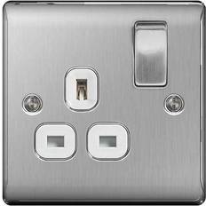 Bg single socket BG Nexus Metal 13 A Single Pole Switched Socket NBS21W