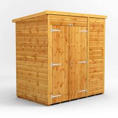 Power Sheds power Pent Roof Windowless Double Door Shed 6'x4' Golden (Building Area )