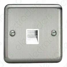 Landline Phones Varilight XSTSW Telephone Socket Secondary 1 Gang Matt Chrome White Inserts