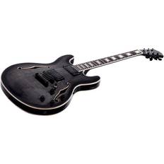 Monoprice Indo Series 6 String Maple Hollow-Body Electric Guitar, Right, Gray 610500