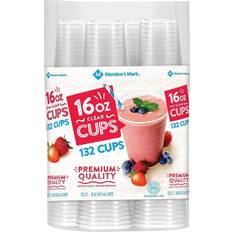 Red Paper Cups Member's Mark Clear Plastic Cups 16 Ounce,132 Count