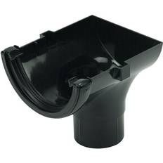 FloPlast Black Half Round Stop End Gutter Outlet, L40mm Dia112mm