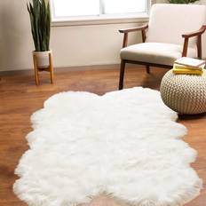 Soft rugs for bedroom Latepis Soft Faux Fur Rug White