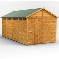 Outbuildings power Roof Double Door Security Shed 16'x8' Golden (Building Area )