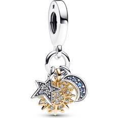 Pandora Charms & Anhänger Pandora Bicolor Celestial Triple Charm Pendant - Silver/Gold/Transparent/Blue