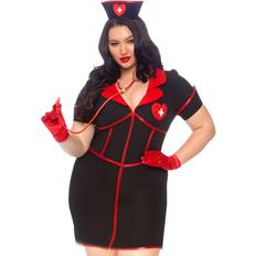 Costumes Leg Avenue Bedside Babe Women's Plus Costume Black/Red 1X/2X