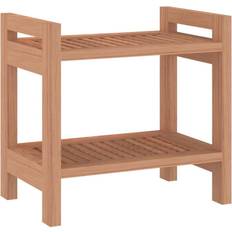 Marrón Taburetes de Ducha vidaXL Mesa Auxiliar De Baño Madera Maciza De Teca 45x30x45 cm