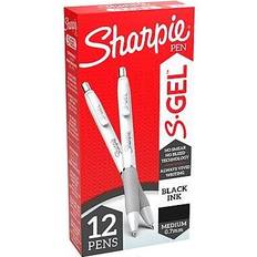 Stylos gel Sharpie S-Gel Retractable Gel Pen, Medium Point, Black Ink, Dozen 2126236 White