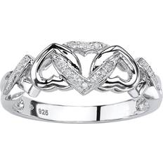 Promise rings PalmBeach Interlocking Hearts Promise Ring - Silver/Diamonds