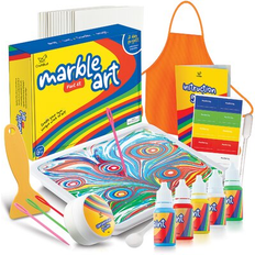 Textile Paint Marbling paint kit for kids 5 colors stickers water tray apron water paint set